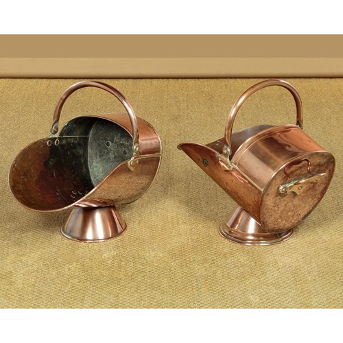 Pair Of Copper Coal Scuttles C.1880