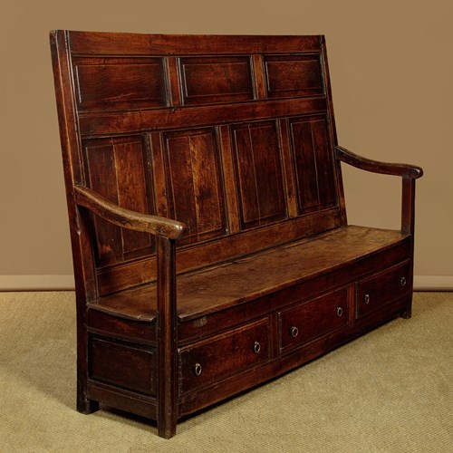 18Th.C. Welsh Oak Settle C.1750