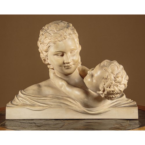 Terracotta Bust Of A Mother & Child C.1930