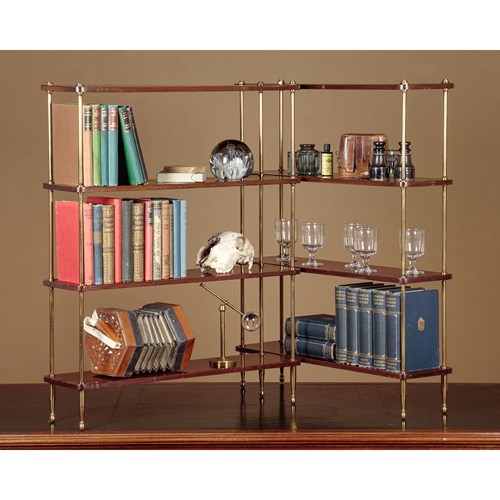 Pair Of Campaign Style Brass & Mahogany Bookshelves