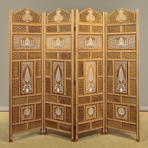 Indian Pierced Screen With Taj Mahal Inlay