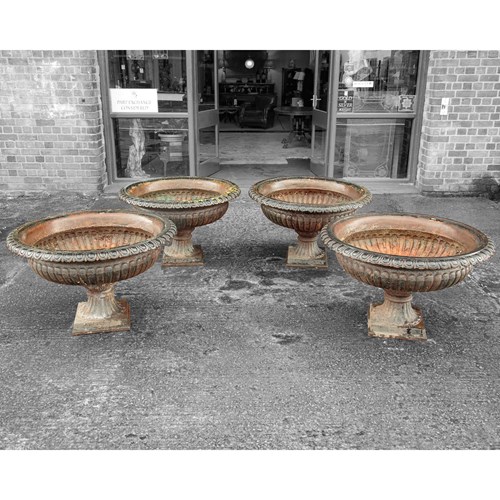 Four Large Cast Iron Garden Urns C.1890