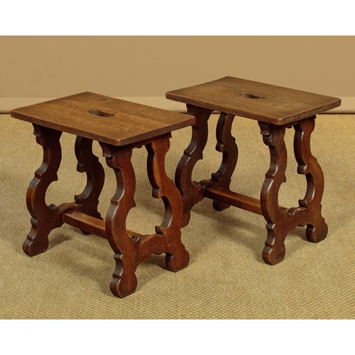 Pair Of Oak Stools C.1930