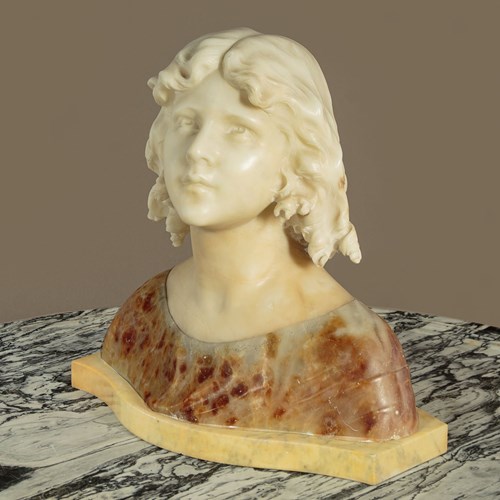 Alabaster Bust Of A Young Woman C.1900
