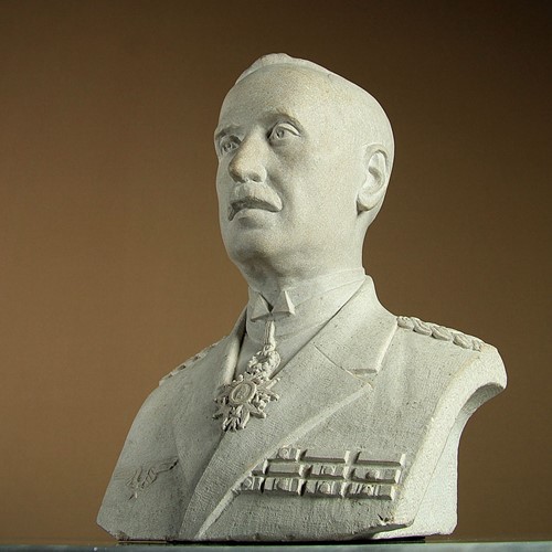 Carved Stone French Military Bust.