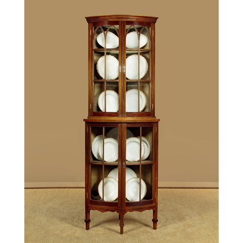 Bow Front Corner Display Cabinet C.1930