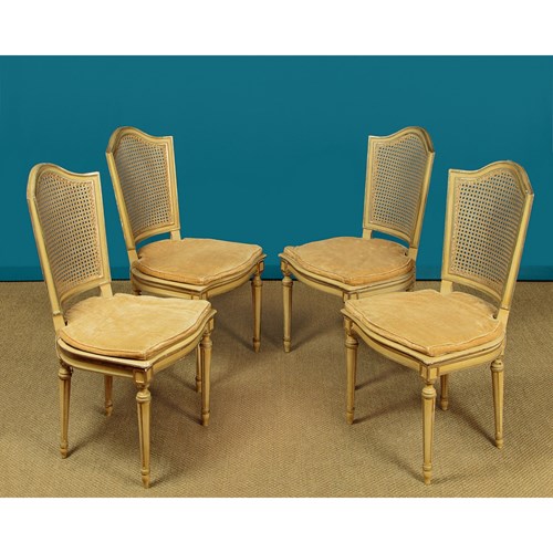 Set Of Four French Painted Dining Chairs C.1960