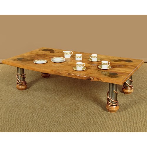 Large Modern Scottish Elm Coffee Table By Paul Hodgkiss C.1994