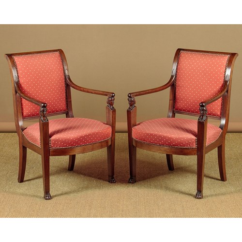 Pair Of French Empire Style Armchairs C.1890