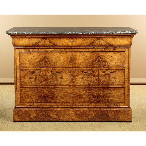 Burr Walnut & Marble Top Commode C.1860