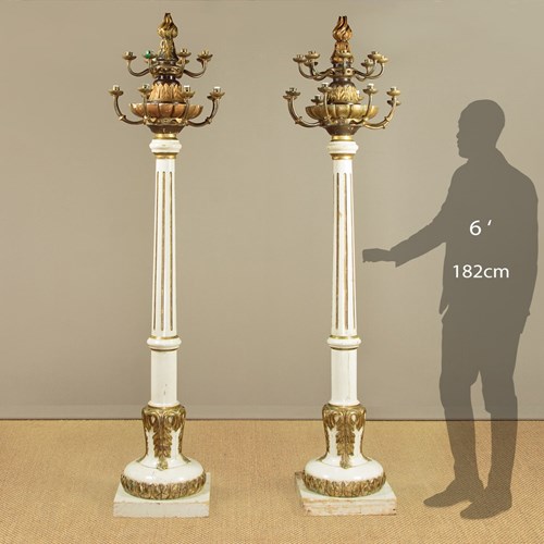 Pair Of Tall Column Candelabra C.1910