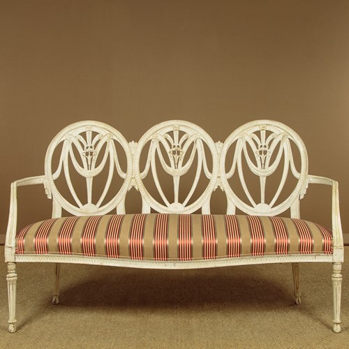 French Painted Triple Back Settee C.1900