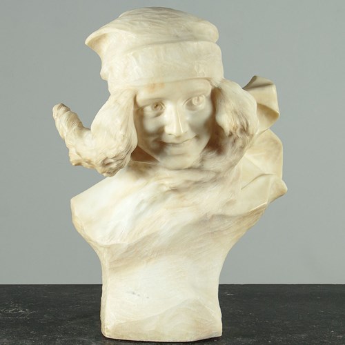 Alabaster Bust Of A Girl C.1910