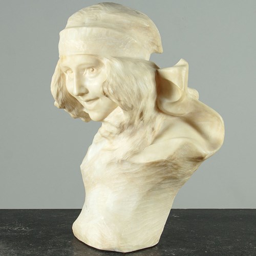 Alabaster Bust Of A Girl C.1910
