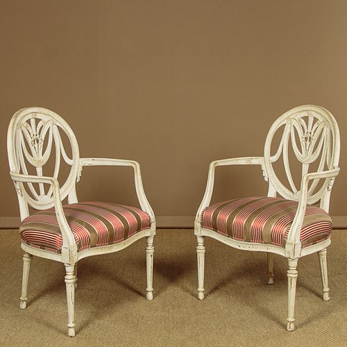 Pair Of French Painted Armchairs C.1900