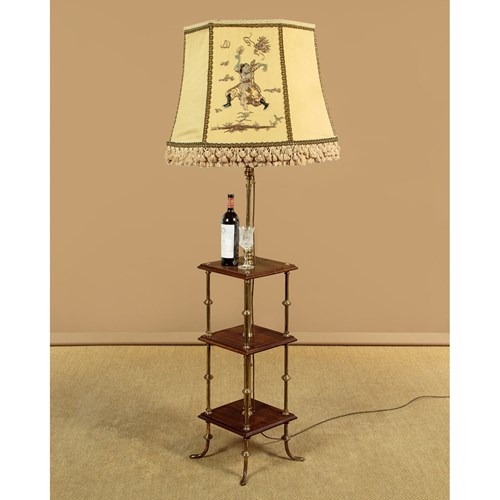 Adjustable Floor Lamp & Shade C.1900