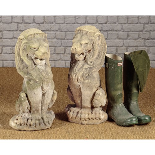 Pair Of Stone Garden Lions