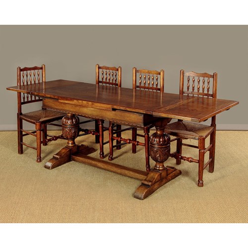 Oak Drawer Leaf Refectory Dining Table C.1930
