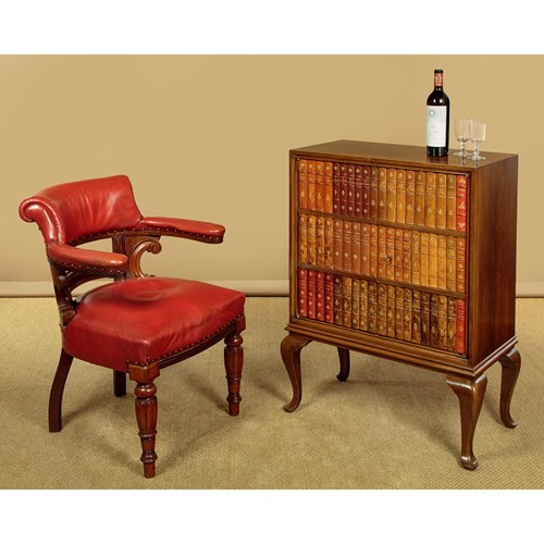 Side Cabinet With Faux Bookcase Front C.1950