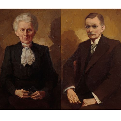 Pair Of Oil Painting Portraits Of A Lady & Gentleman