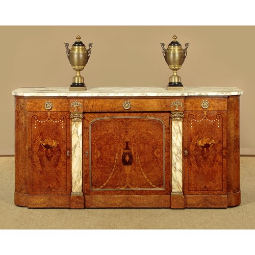 Marquery Inlaid Marble Top Sideboard C.1920