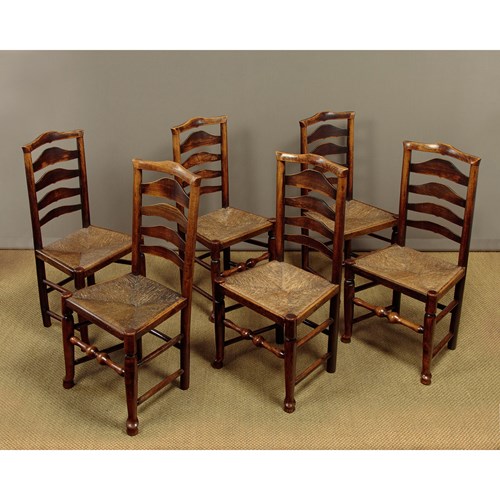 Set Of Six Macclesfield Ladderback Dining Chairs C.1820