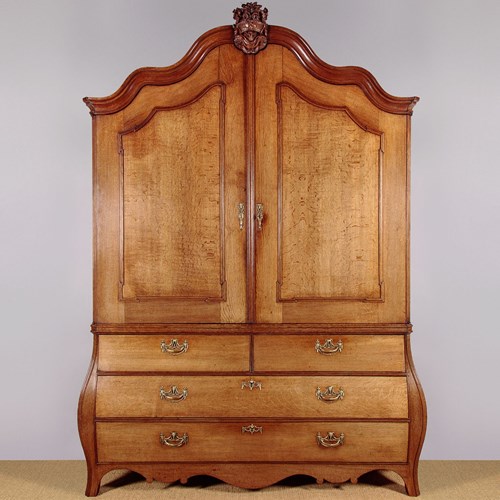 Large Dutch Oak Linen Cupboard Or Wardrobe C.1780