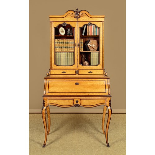 Birdseye Maple Bureau Bookcase C.1890