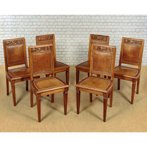 Set Of 6 Art Deco Dining Chairs C.1930