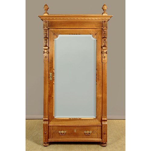 Walnut Wardrobe With Dressing Mirror C.1920