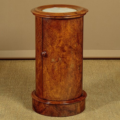 Burr Walnut Cylinder Pedestal Cabinet C.1860
