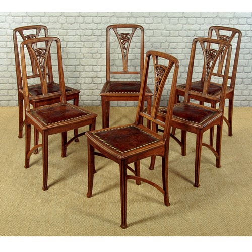 Set Of Six Art Nouveau Dining Chairs C.1900