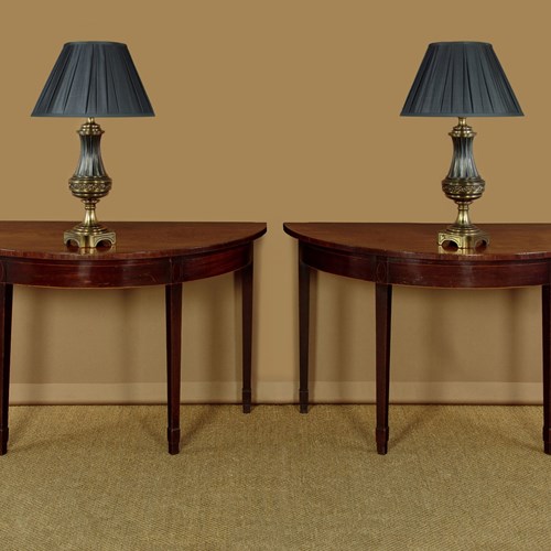Pair Of George III Mahogany Demi-Lune Console Tables C.1810