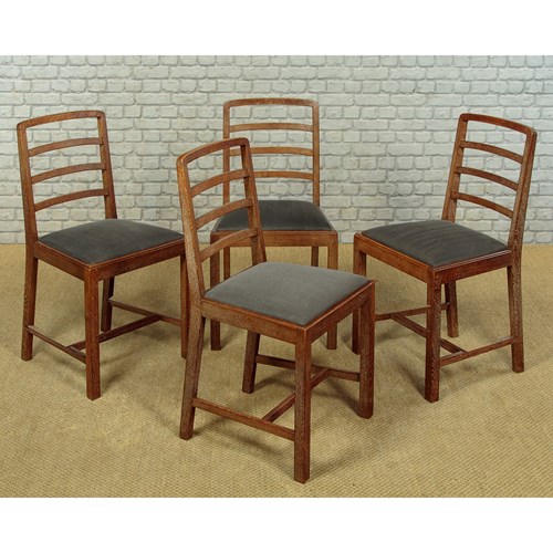 Set Of Four Heals Limed Oak Dining Chairs C.1930