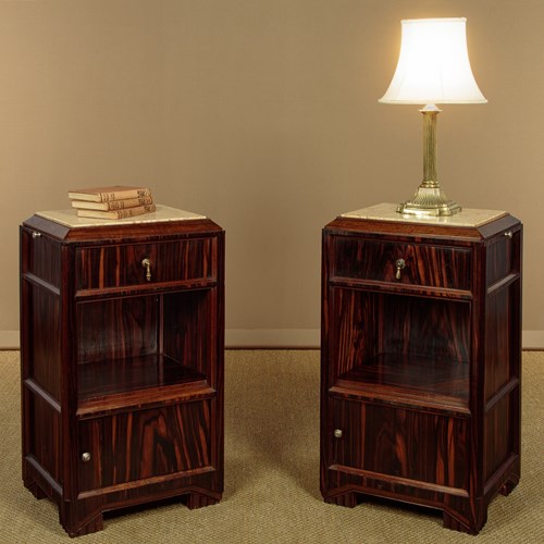 Pair Of Art Deco Coromandel Bedside Cabinets C.1930