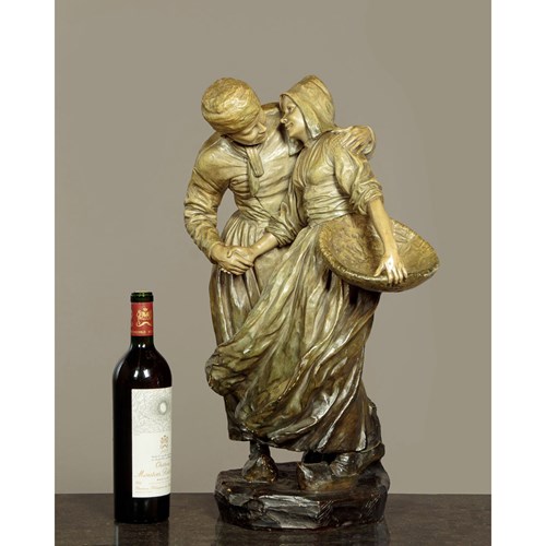 Terracotta Figure Group By Goldscheider C.1900