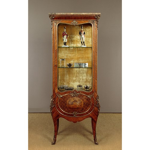 Louis XV Style Marquetry And Brass Mounted Vitrine C.1900