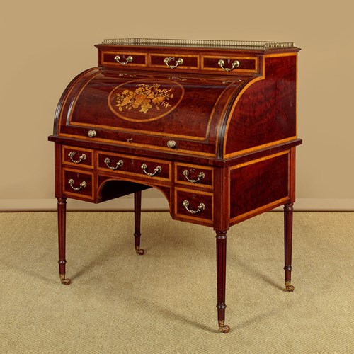 Inlaid Mahogany Cylinder Desk C.1905