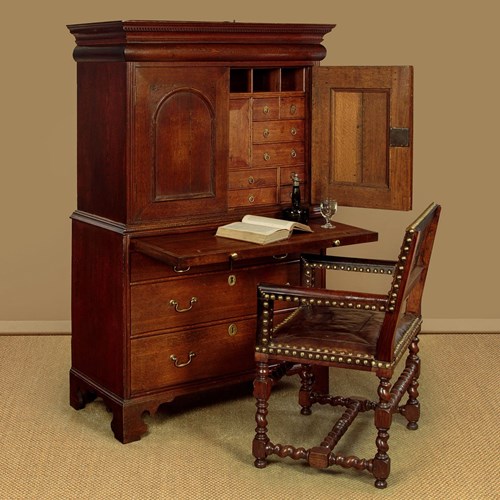 18Th.C. Oak Cabinet On Chest C.1720