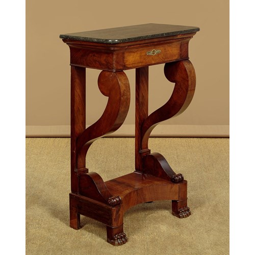 Small Mahogany & Marble Top Console Table C.1840