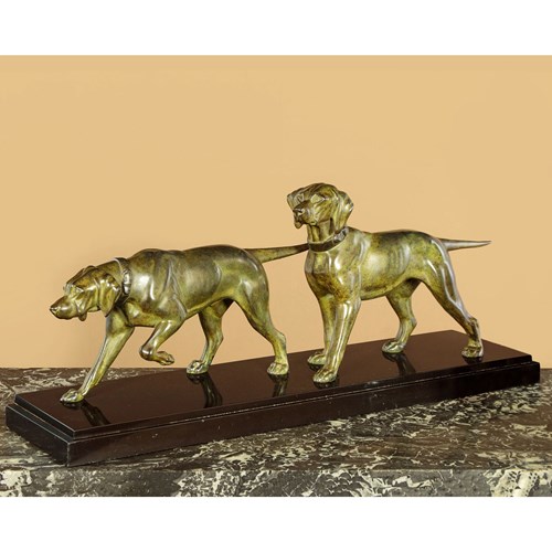 Art Deco Sculpture Of Gun Dogs C.1930