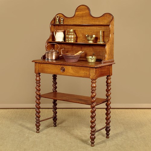 Oak Side Table With Shelves C.1870