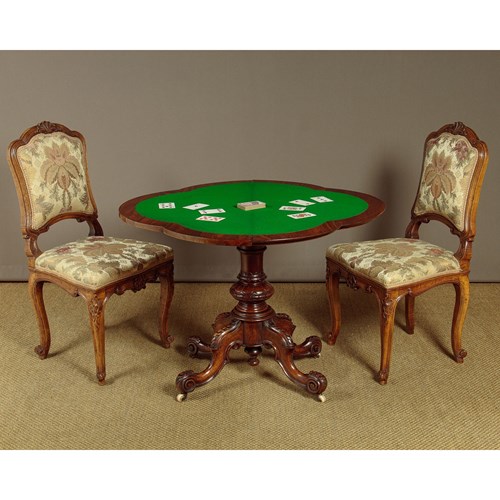 Burr Walnut Fold Over Games Table C.1880