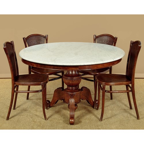 Walnut & Marble Top Dining Table