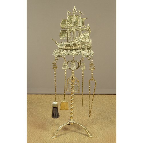 Tall Brass Fireside Companion Set