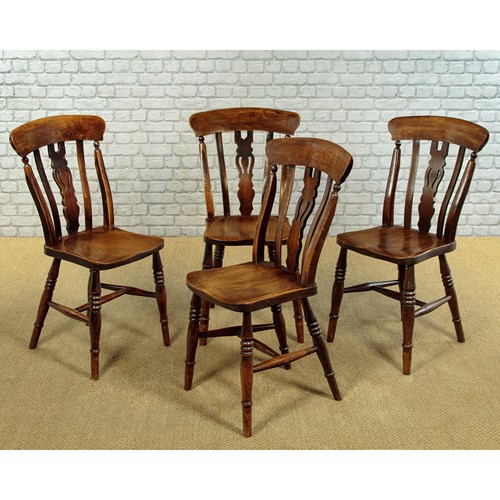 Set Of Four Kitchen Dining Chairs C.1880