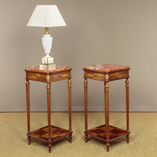 Pair Of Louis XVI Style Marble Top Side Tables C.1900