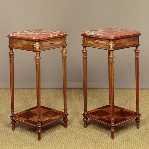 Pair Of Louis XVI Style Marble Top Side Tables C.1900