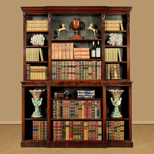 Rosewood Breakfront Open Bookshelves C.1860