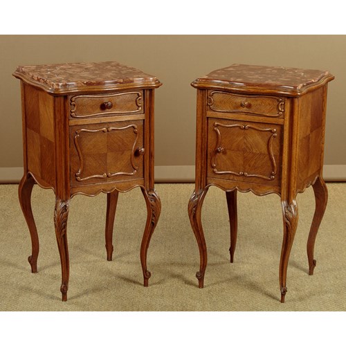 Pair Of Marble Top Bedside Cabinets C.1920